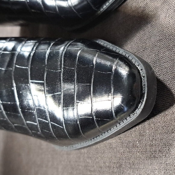 Zara Black Faux Leather Western Style Open Ankle Pointed Toe Boots VG EU 39 US 8 - Picture 4 of 16